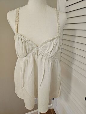 Max Studio sheer cream Camisole tank top